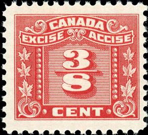Stamp, Numeral with three maple leaves on each side, Canada,  , Leaves, Numbers, Plants (Flora)