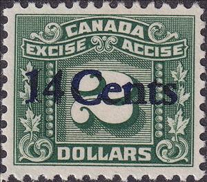 Stamp, Numeral with three maple leaves on each side, Canada,  , Leaves, Numbers, Plants (Flora)
