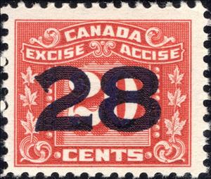 Stamp, Numeral with three maple leaves on each side, Canada,  , Leaves, Numbers, Plants (Flora)