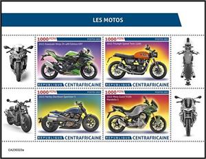 Mini Sheet, Motorcycles, Central African Republic,  , Motorcycles