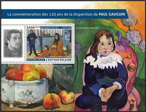 Souvenir Sheet, Paul Gauguin (1848–1903), Central African Republic,  , Anniversaries and Jubilees, Painters