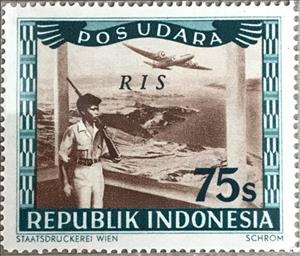 Stamp, Watching soldier, Indonesia,  