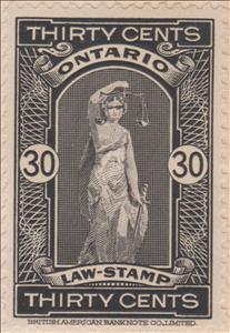 Stamp, Allegory of Justice, Ontario,  , Scales (balance), Statues, Women