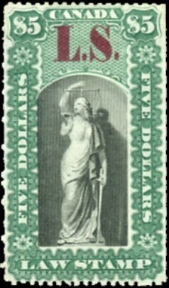 Stamp, Allegory of Justice, Ontario,  , Scales (balance), Statues, Women