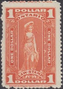 Stamp, Allegory of Justice, Ontario,  , Scales (balance), Statues, Women