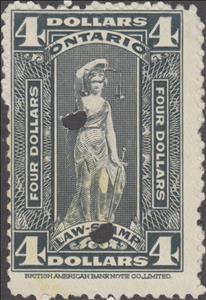 Stamp, Allegory of Justice, Ontario,  , Scales (balance), Statues, Women