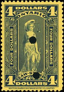 Stamp, Allegory of Justice, Ontario,  , Scales (balance), Statues, Women
