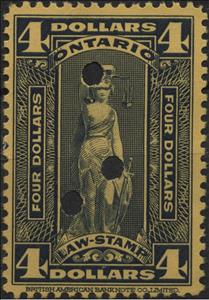 Stamp, Allegory of Justice, Ontario,  , Scales (balance), Statues, Women