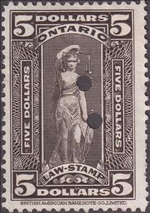 Stamp, Allegory of Justice, Ontario,  , Scales (balance), Statues, Women