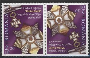 Tete-Beche, For Merit, Romania,  , Medals and Marks of Honour