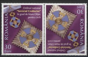 Tete-Beche, Loyal Service, Romania,  , Medals and Marks of Honour