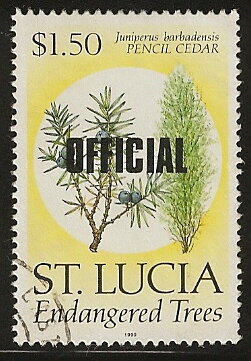 Stamp, Pencil Cedar (Juniperus barbadensis), Saint Lucia,  