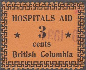 Stamp, Numeral with swastika border, British Columbia,  , Hospitals, Stars