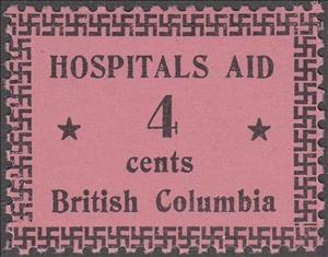 Stamp, Numeral with swastika border, British Columbia,  , Hospitals, Stars