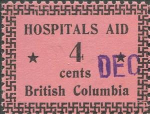 Stamp, Numeral with swastika border, British Columbia,  , Hospitals, Stars