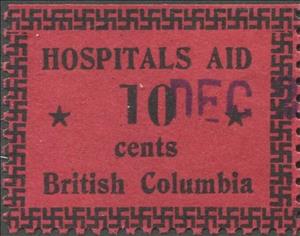Stamp, Numeral with swastika border, British Columbia,  , Hospitals, Stars