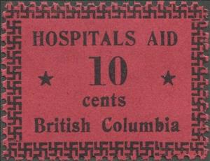 Stamp, Numeral with swastika border, British Columbia,  , Hospitals, Stars