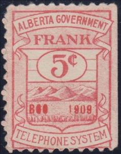 Stamp, Frank - dated 1909, Canada,  , Coats of Arms, Mountains, Telephony