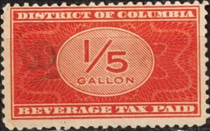 Stamp, District of Columbia Beverage Tax Paid 1/5 gallon, District of Columbia (DC),  , Beverages
