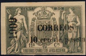 Stamp, Revenue stamp overprinted 1909, Elobey, Annobon and Corisco,  