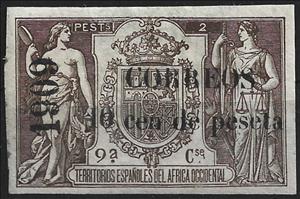 Stamp, Revenue stamp overprinted 1909, Elobey, Annobon and Corisco,  
