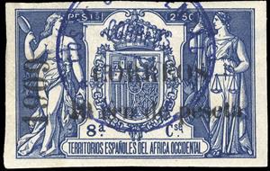 Stamp, Revenue stamp overprinted 1909, Elobey, Annobon and Corisco,  