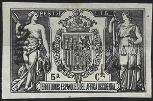 Stamp, Revenue stamp overprinted 1909, Elobey, Annobon and Corisco,  