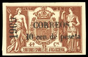 Stamp, Revenue stamp overprinted 1909, Elobey, Annobon and Corisco,  