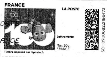 Stamp, Disney 100 years Nemo without laposte logo, France,  , Anniversaries and Jubilees, Cartoons, Disney