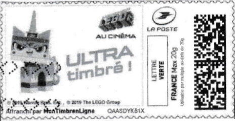 Stamp, Lego at the Cinema. Ultra Timbre in black, France,  , Cartoons, film, Toys