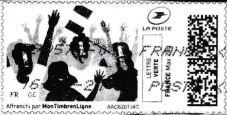 Stamp, World Cup Football Supporters. France. in black, France,  , Flags, Football (Soccer), Sports
