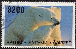 Stamp, Polar Bears, Georgia, Batumi,  , Animals (Fauna), Polar Bears