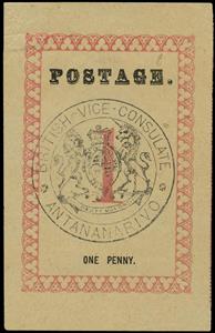 Stamp, British Vice-Consulate Antananarivo, Madagascar - British Post Offices,  