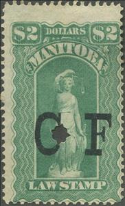 Stamp, Allegory of Justice, Manitoba,  , Scales (balance), Statues, Swords, Women