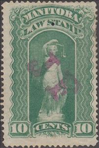 Stamp, Allegory of Justice, Manitoba,  , Scales (balance), Statues, Swords, Women