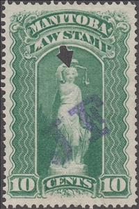 Stamp, Allegory of Justice, Manitoba,  , Scales (balance), Statues, Swords, Women