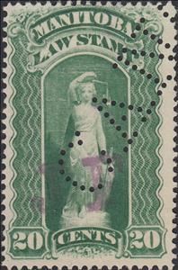 Stamp, Allegory of Justice, Manitoba,  , Scales (balance), Statues, Swords, Women