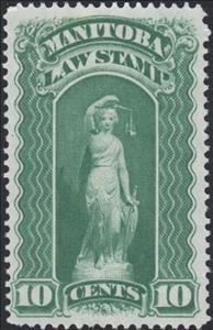 Stamp, Allegory of Justice, Manitoba,  , Scales (balance), Statues, Swords, Women
