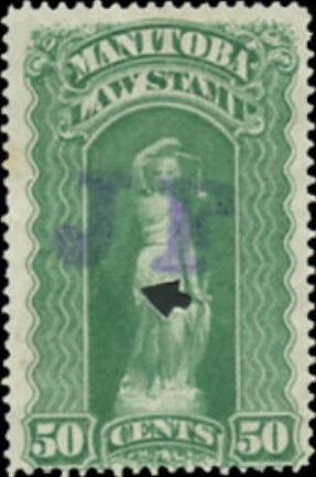 Stamp, Allegory of Justice, Manitoba,  , Scales (balance), Statues, Swords, Women