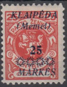 Stamp, Print III on officiel stamp, Memel Territory,  , Coats of Arms, Horses