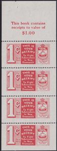 Booklet Pane, Numeral and Coat of Arms of New Brunswick, New Brunswick,  , Coats of Arms, Crowns and Coronets, Heraldic Animals, Лев, Numbers, Ships, Tobacco, Tuberculosis / TBC
