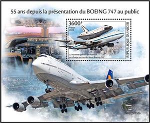 Souvenir Sheet, Boeing 747 & Space Shuttle Endeavor, Niger,  , Aircraft, Anniversaries and Jubilees