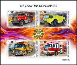 Mini Sheet, Fire Trucks, Niger,  , Fire-brigade, Vehicles