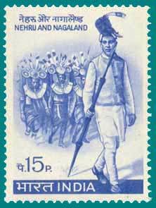 4th Anniv of Nagaland Statehood-Nehru leading Naga Tribesmen