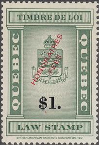Stamp, Coat of Arms of Quebec, Quebec,  , Coats of Arms, Crowns and Coronets, Heraldic Animals, Leaves, Лев, Plants (Flora)