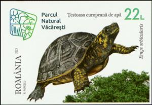 Stamp, European Pond Turtle (Emys orbicularis), Romania,  , Animals (Fauna), National Parks, Reptiles, Turtles