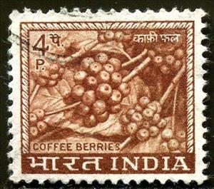 Stamp, Coffee Berries, India,  , Fruits, Coffee, Plants (Flora)