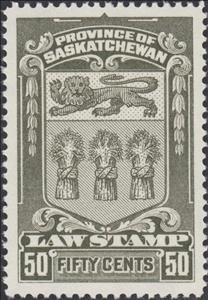 Stamp, Coat of Arms of Saskatchewan, Saskatchewan,  , Cereals, Coats of Arms, Heraldic Animals, Лев