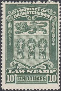 Stamp, Coat of Arms of Saskatchewan, Saskatchewan,  , Cereals, Coats of Arms, Heraldic Animals, Лев