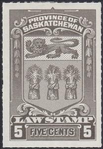 Stamp, Coat of Arms of Saskatchewan, Saskatchewan,  , Cereals, Coats of Arms, Heraldic Animals, Лев